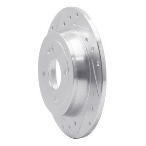 Dodge Attitude Brake Rotor (1) - Rear Left - R1 Concepts - Drilled & Slotted - Silver - `12-`25